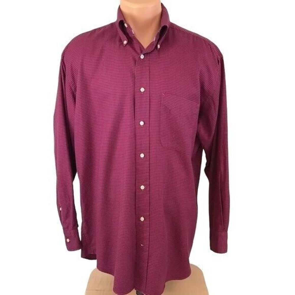 Tommy Hilfiger Men's Button Front Shirt Long Sleeves Herringbone Size 16 32-33